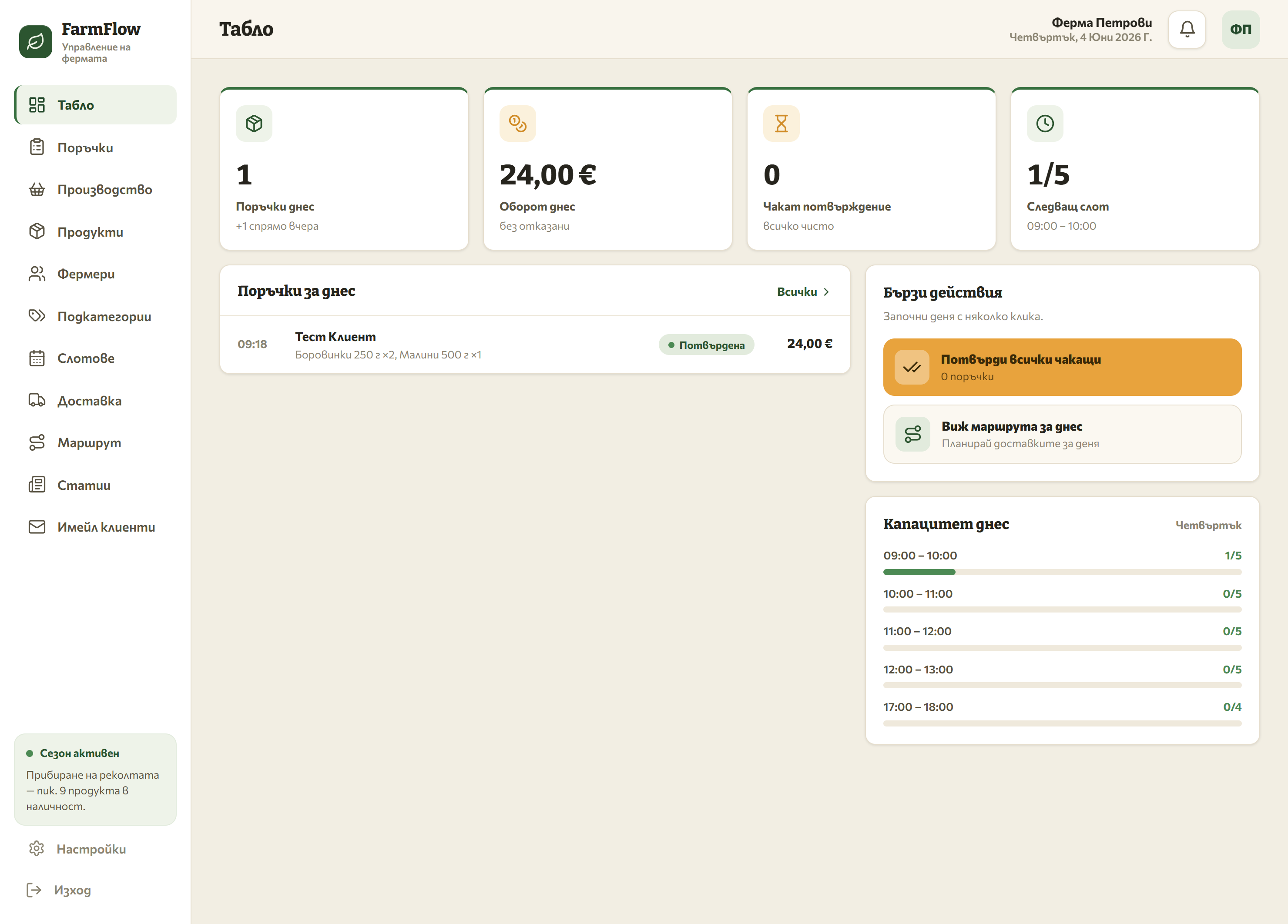 Табло за управление на платформата